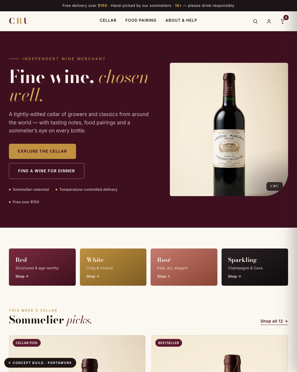 CRU wine merchant storefront