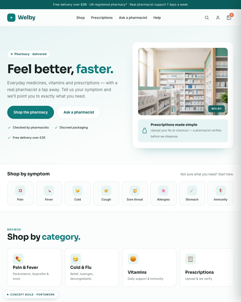Welby online pharmacy storefront