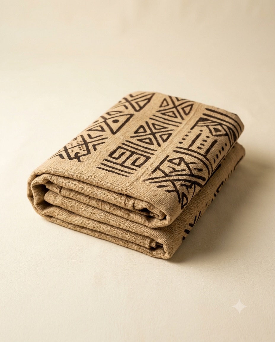 Bogolan mud cloth throw